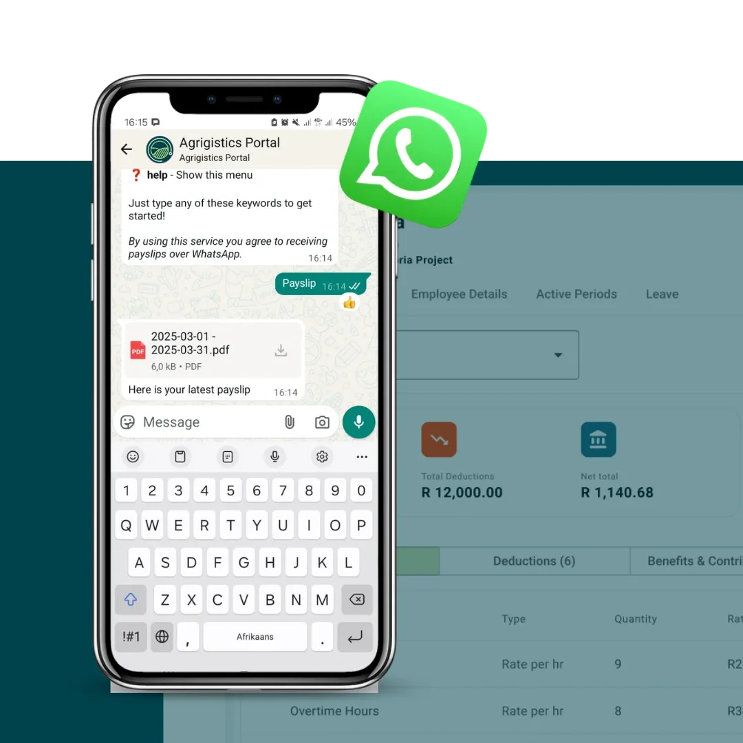phone with whatsapp notification over a payslip