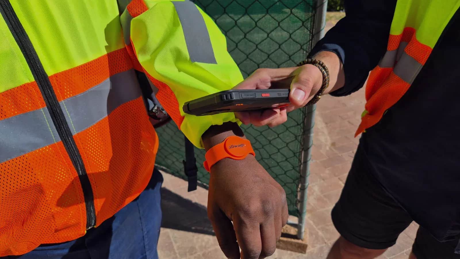 rfid wristband and rugged device used for clocking