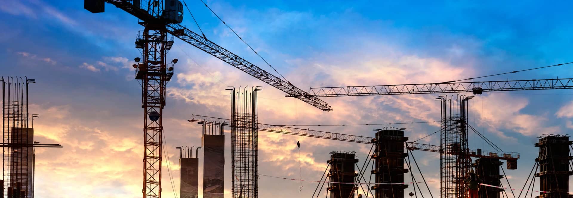 construction site in sunset